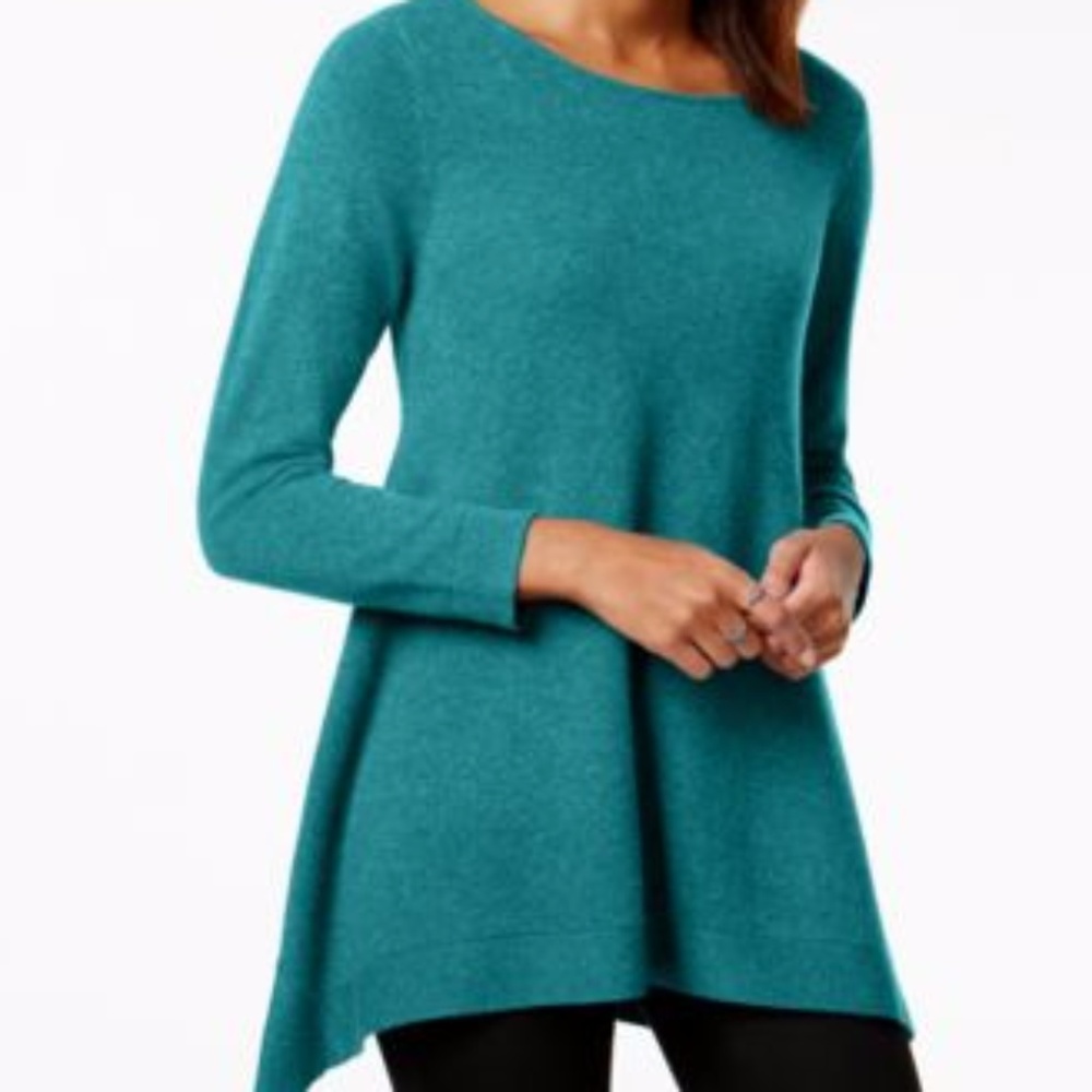 Charter Club Cashmere Boat-Neck Handkerchie Blue